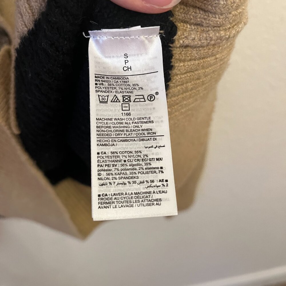 Old Navy Chunky Striped Boyfriend Cardigan S Black Tan Cotton Blend - Picture 6 of 7